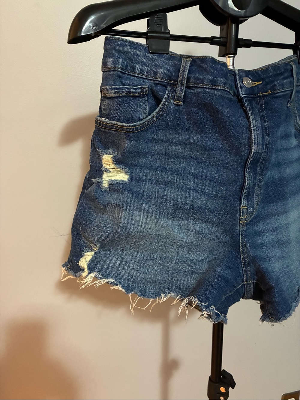 George Dark Blue Distressed Denim Jean Shorts